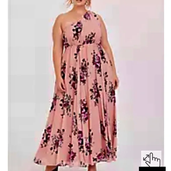 COPY - NWT torrid pink floral one shoulder special occasion maxi dress size 16 … - Picture 6 of 6